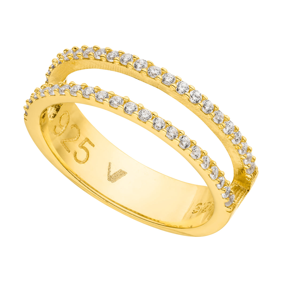 Aliya Doppelring mit Zirkonia-Steinen Gold 925 Sterling Silber