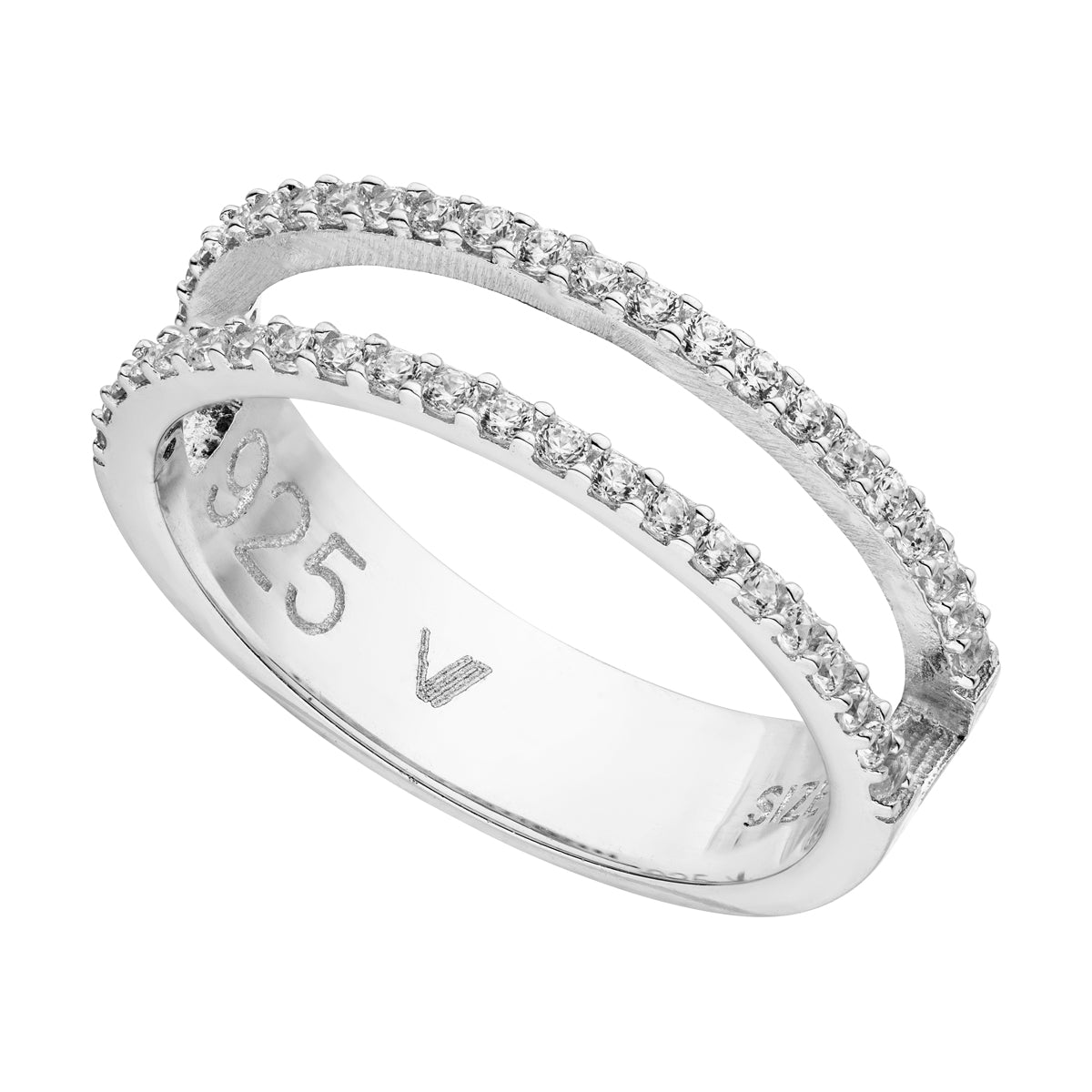 Aliya Doppelring mit Zirkonia-Steinen Silber 925 Sterling Silber