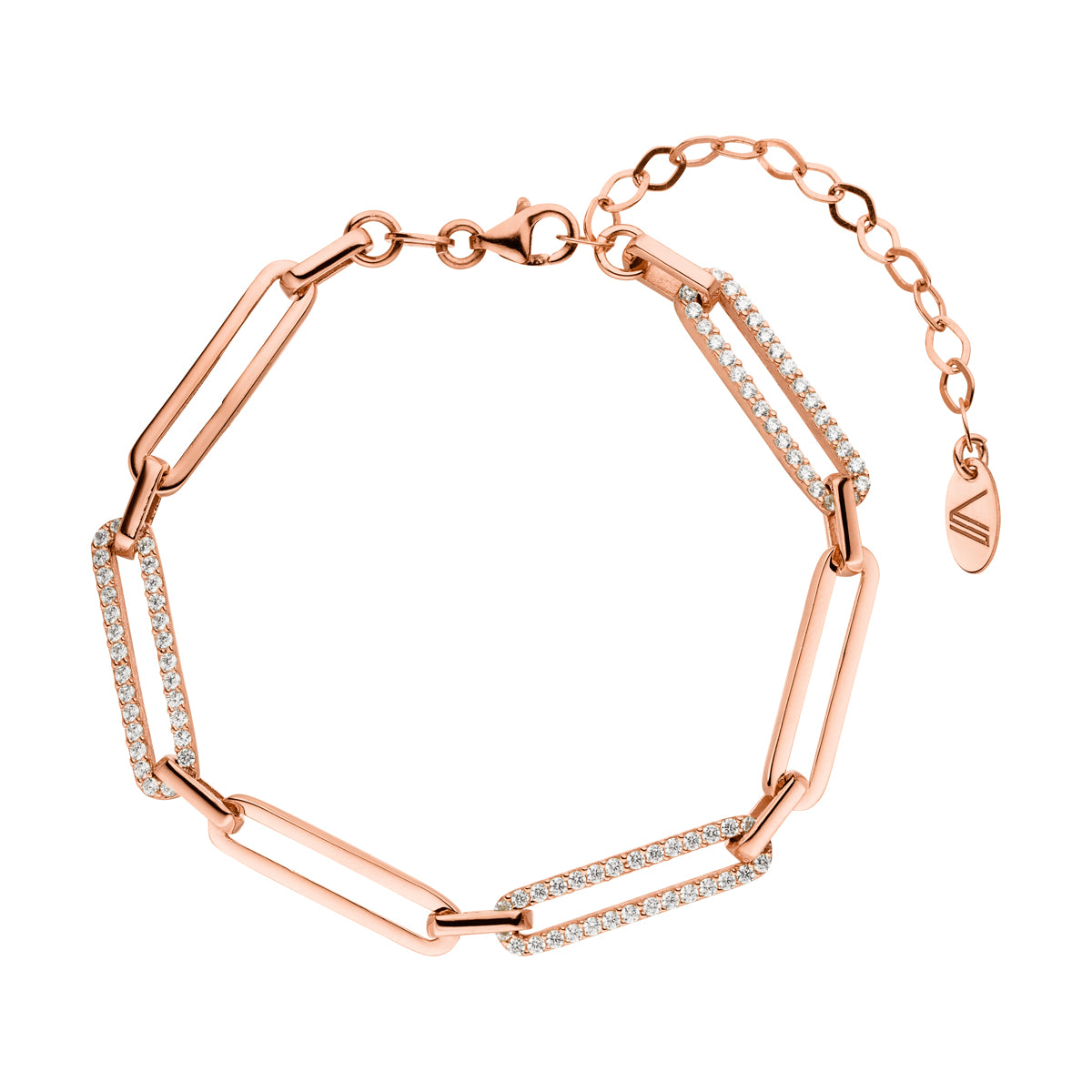 Amara Gliederarmband mit Steinen Rosegold 925 Sterling Silber