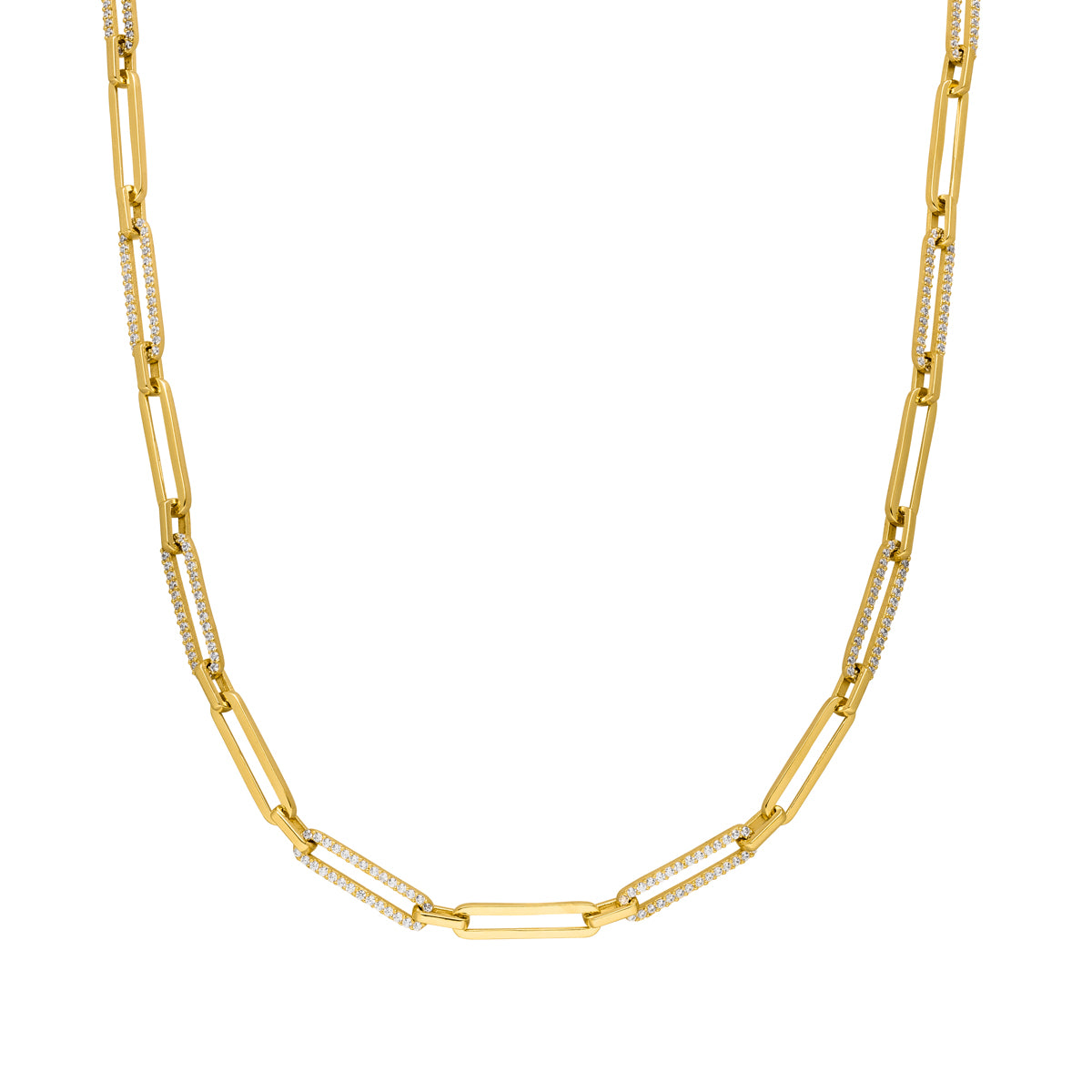 Amara Gliederhalskette mit Zirkonia-Steinen Gold 925 Sterling Silber