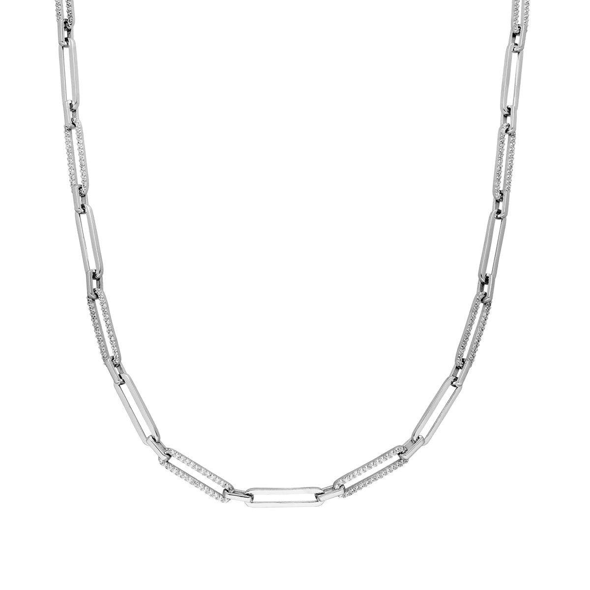 Amara Gliederhalskette mit Zirkonia-Steinen Silber 925 Sterling Silber