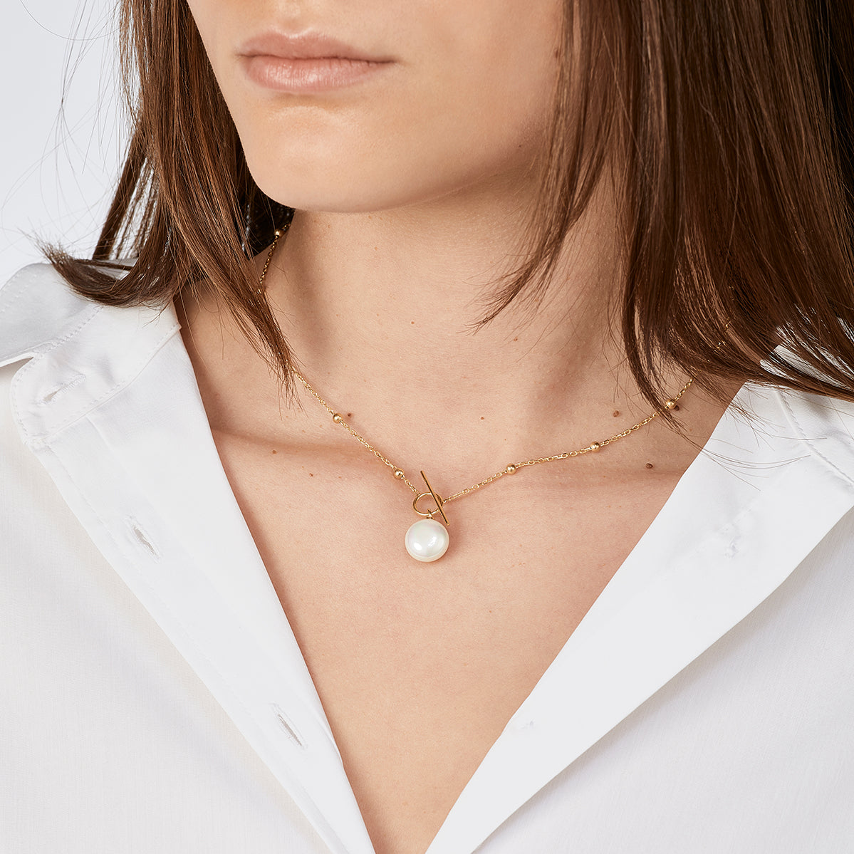 Asmara Perlen Halskette mit Kugeln und T Verschluss 925er Silber Bild