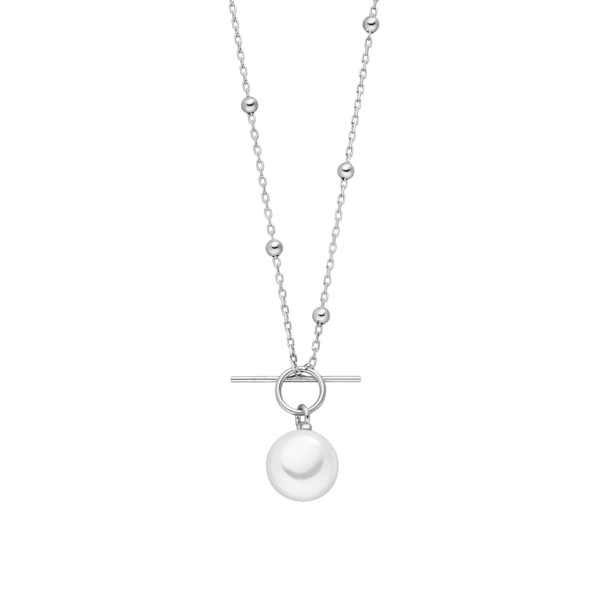 Asmara Perlen Halskette mit Kugeln und T-Verschluss Silber 925 Sterling Silber