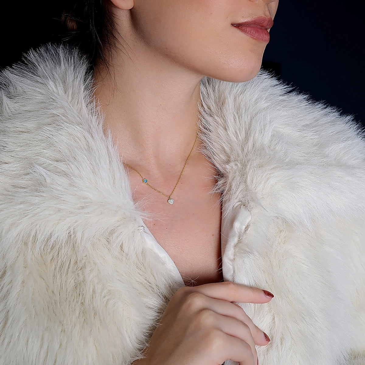 Basima Halskette mit Herz aus Zirkonia und Nazarauge 925 Sterling Silber Bild