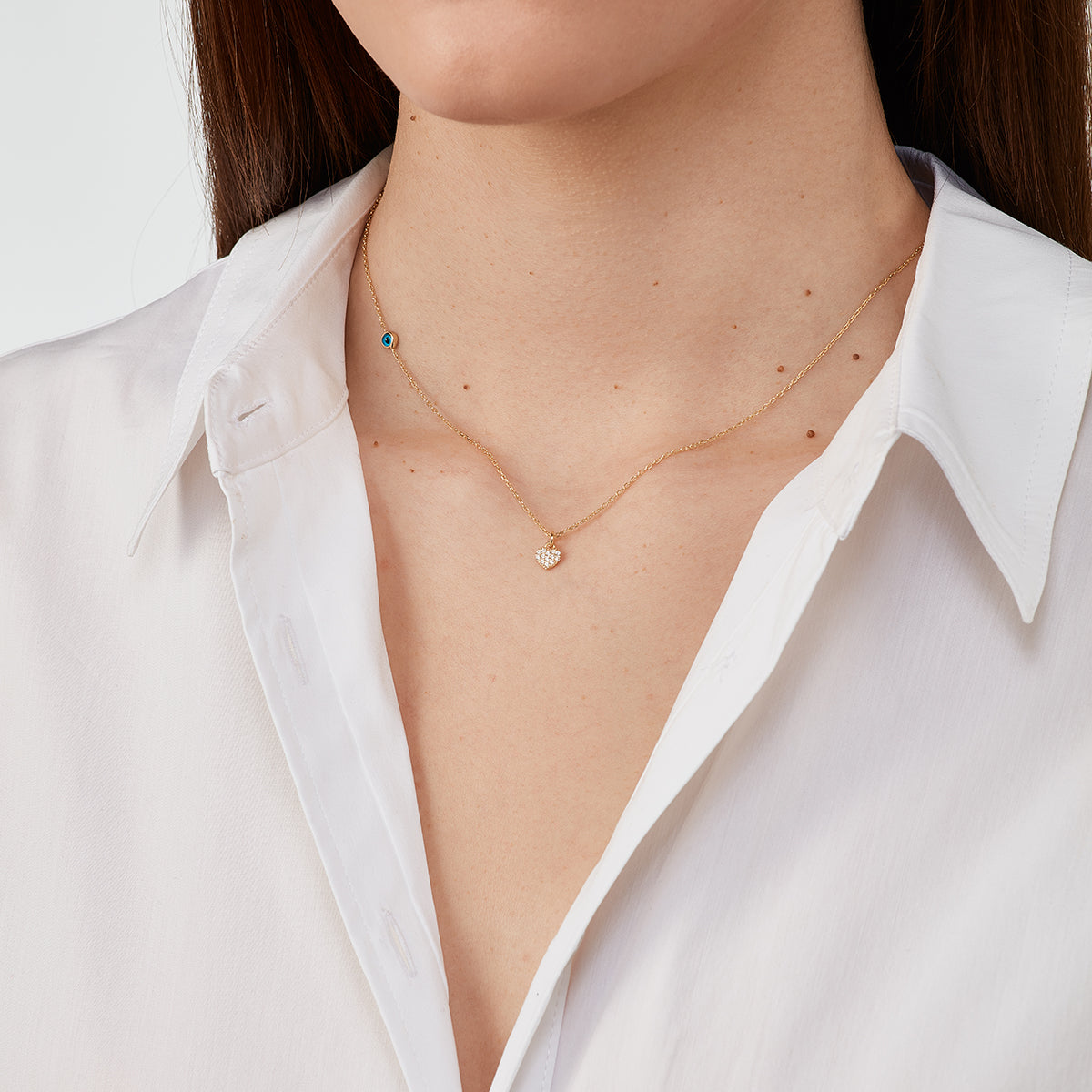 Basima Halskette mit Herz aus Zirkonia und Nazarauge Bild