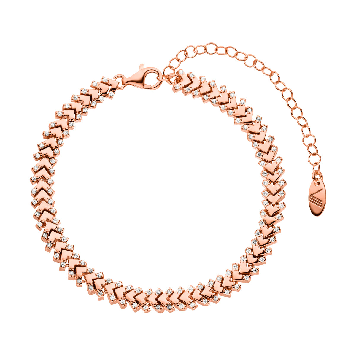 Elenya Pfeilspitzen Armband mit Steinen Rosegold 925 Sterling Silber