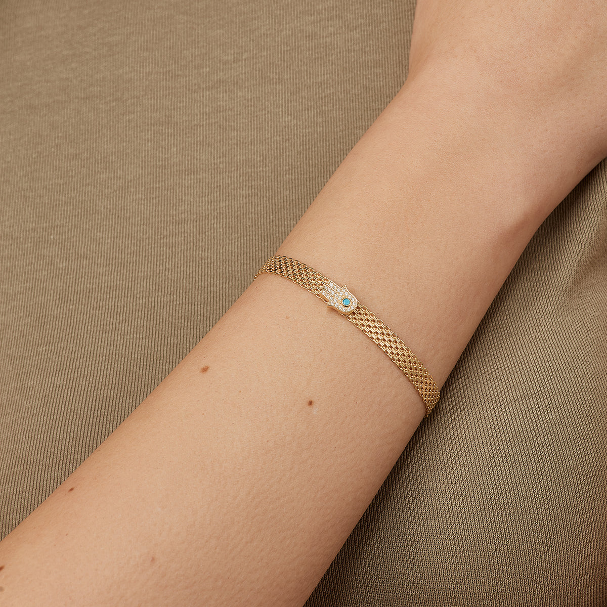 Hamsa Fatima Hand Mesh Armband