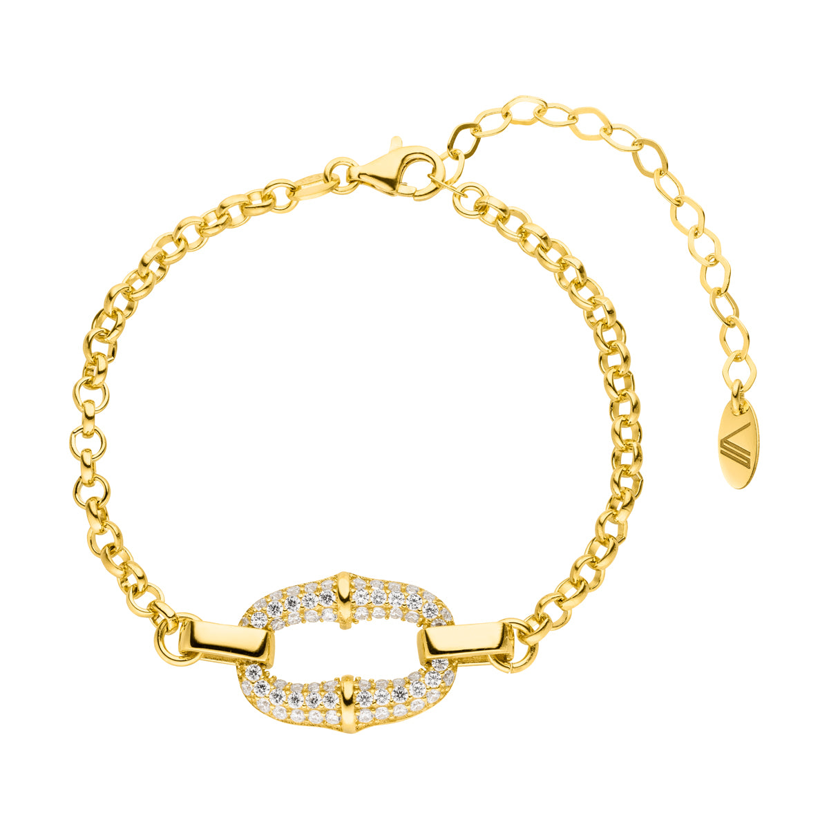 Hila Ovale Element mit Zirkonia-Steine Armband Gold 925 Sterling Silber