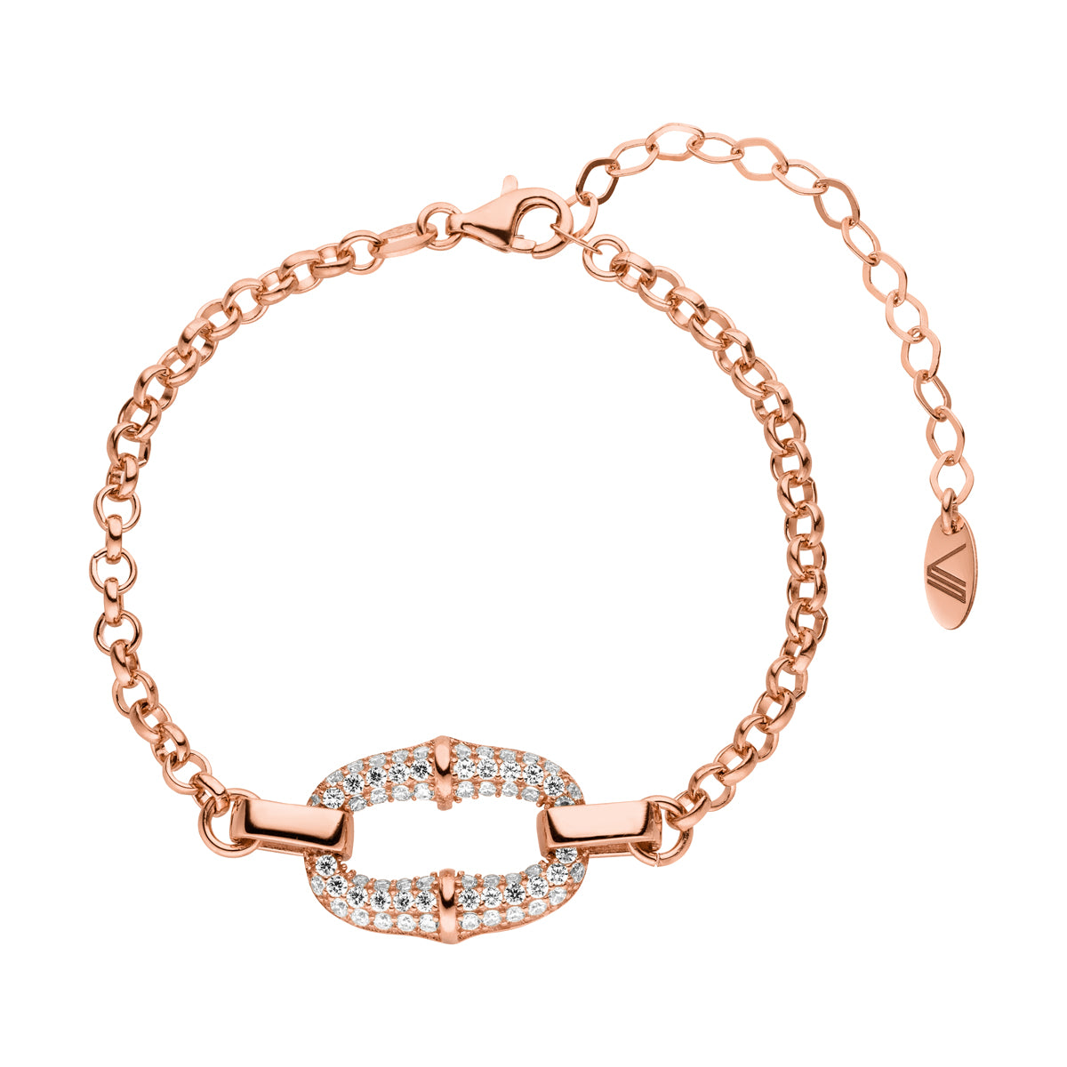 Hila Ovale Element mit Zirkonia-Steine Armband Rosegold 925 Sterling Silber