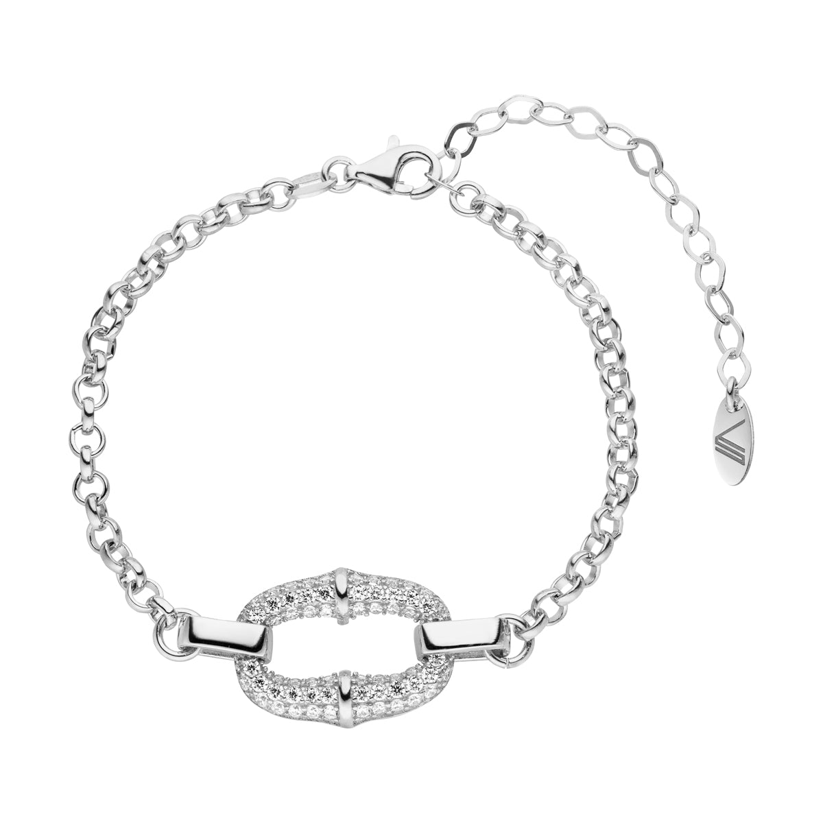 Hila Ovale Element mit Zirkonia-Steine Armband Silber 925 Sterling Silber