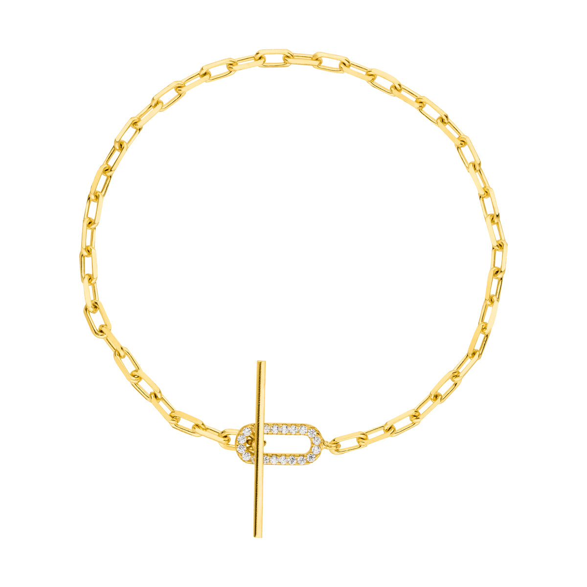 Jamila T-Verschluss mit Zirkonia-Steine Armband Gold 925 Sterling Silber