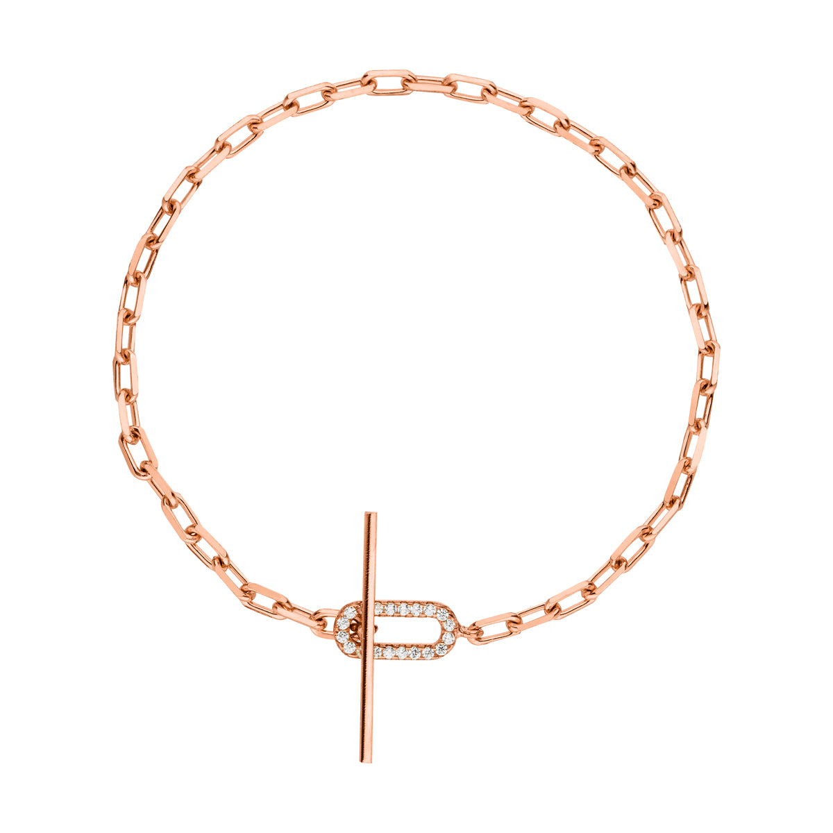Jamila T-Verschluss mit Zirkonia-Steine Armband Rosegold 925 Sterling Silber