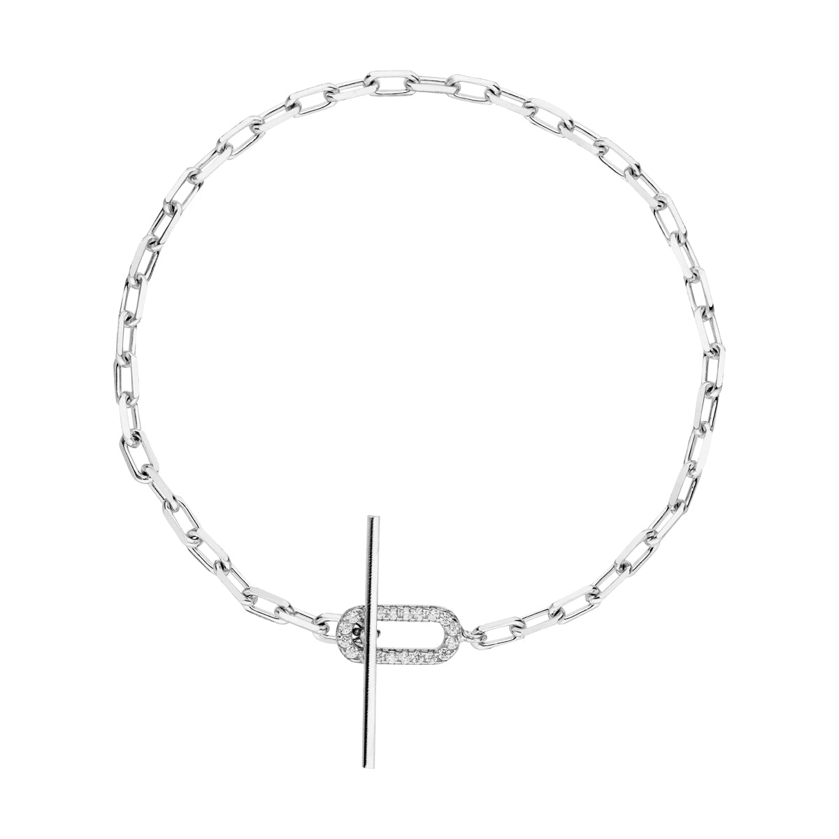 Jamila T-Verschluss mit Zirkonia-Steine Armband Silber 925 Sterling Silber