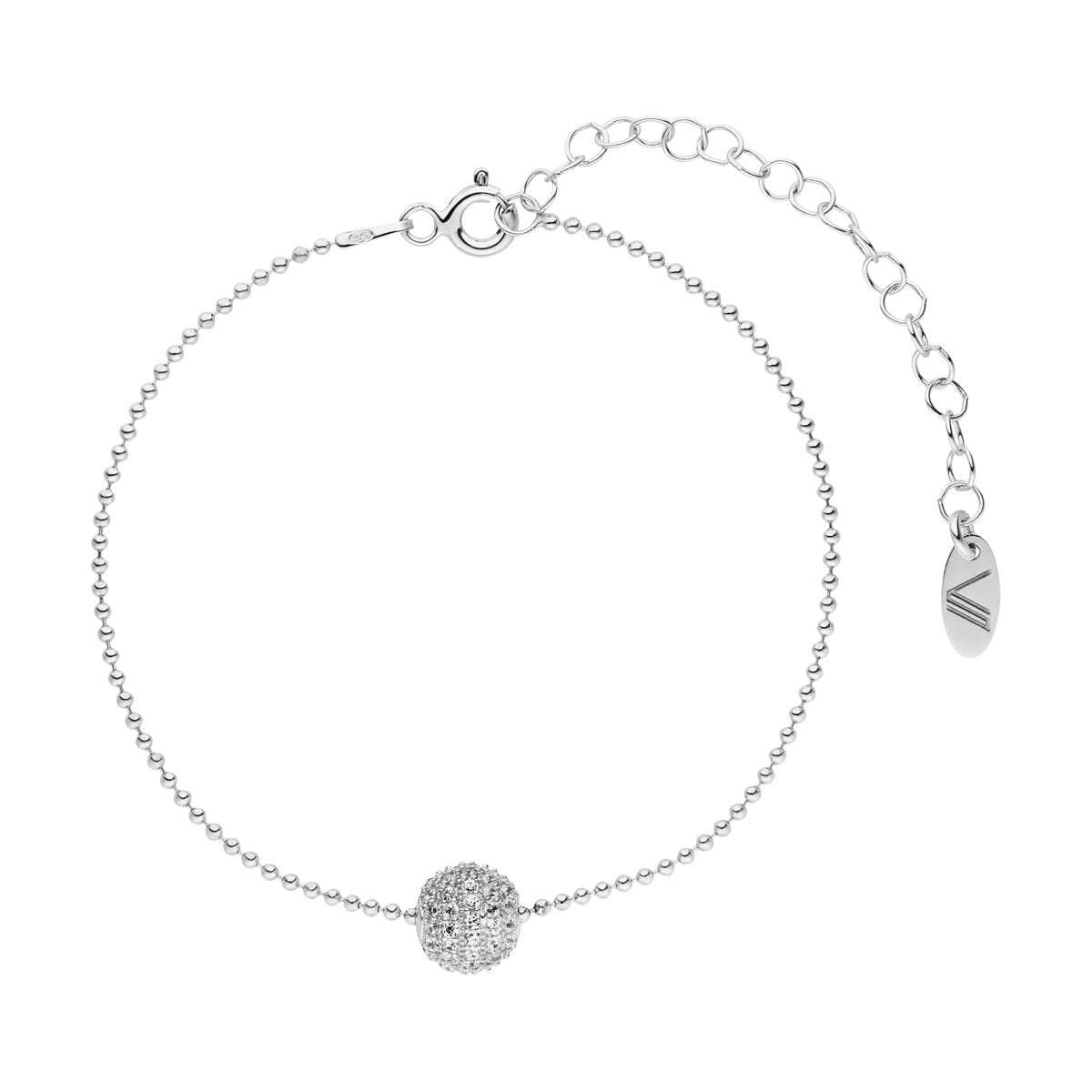 Kayra Kugelarmband und Kugelelement mit Zirkonia-Steinen Silber 925 Sterling Silber