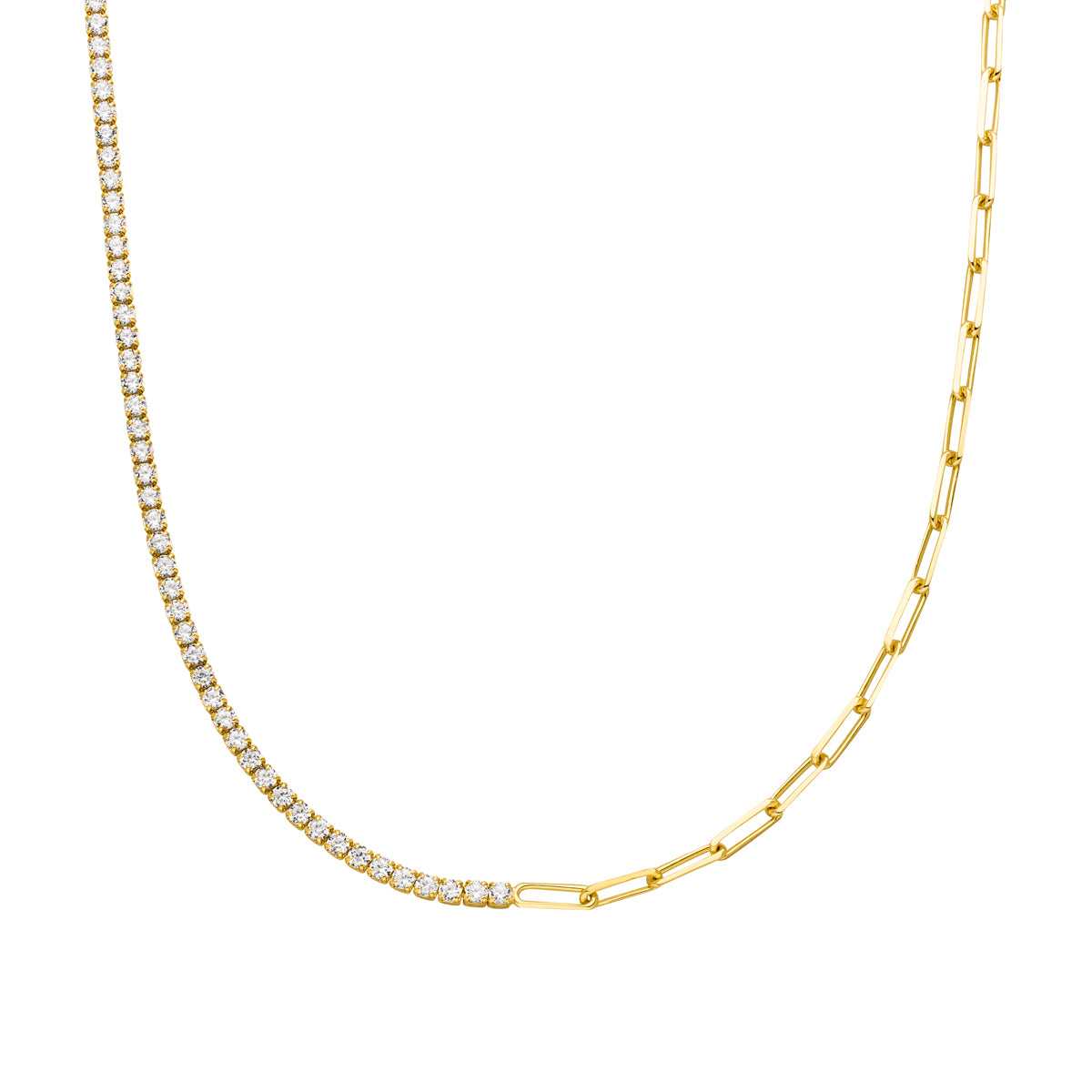 Layan Gliederhalskette Tennis Zirkonia Gold 925 Sterling Silber