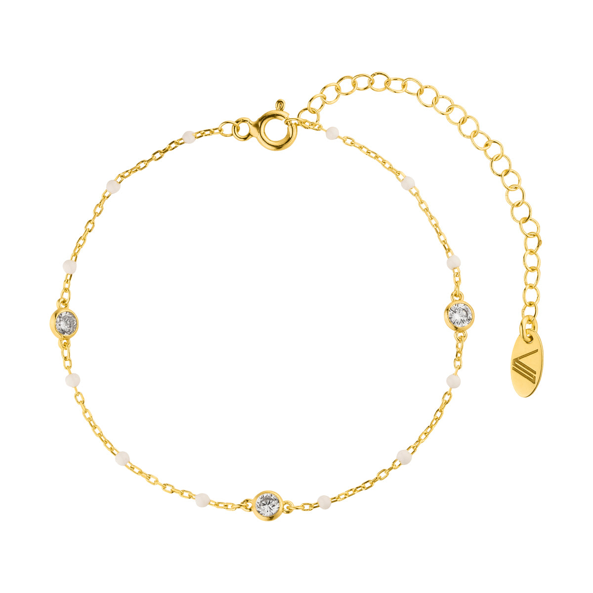 Mayla Emaille Zirkonia-Steine Armband Gold 925 Sterling Silber