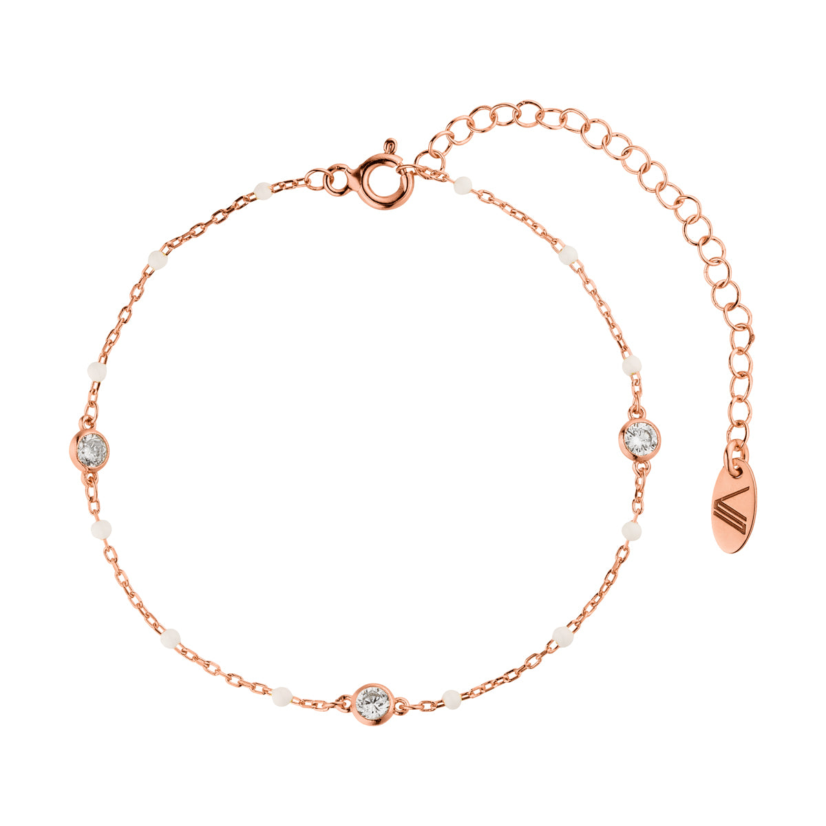 Mayla Emaille und Zirkonia-Steine Armband Rosegold 925 Sterling Silber