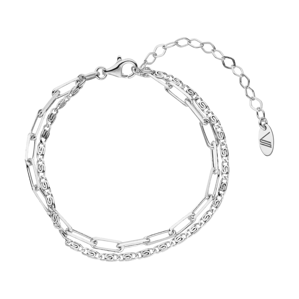 Minou Doppelarmband Königsketten und Glieder Silber 925 Sterling Silber