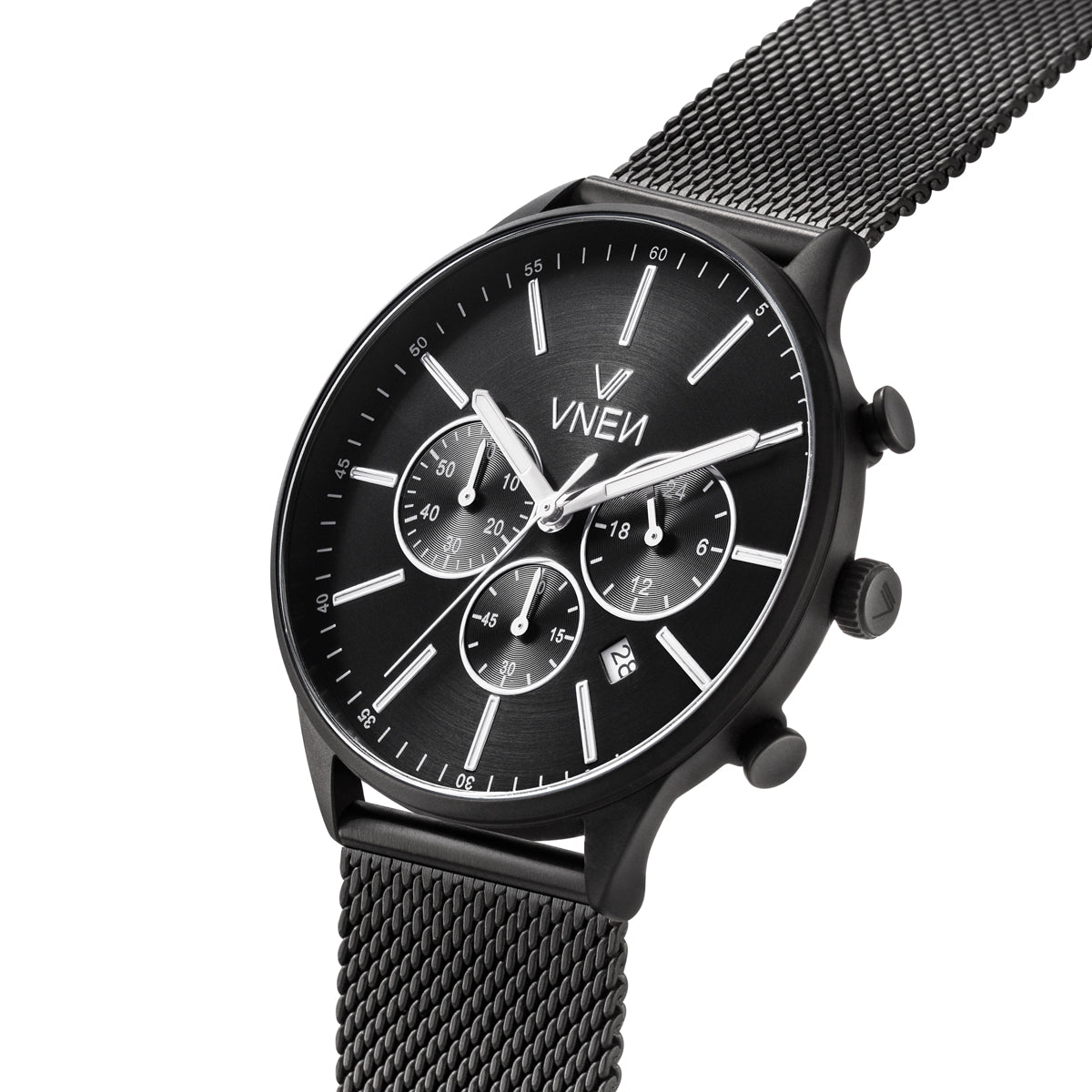 Munir Chrono Silber Schwarz Mesh Silber