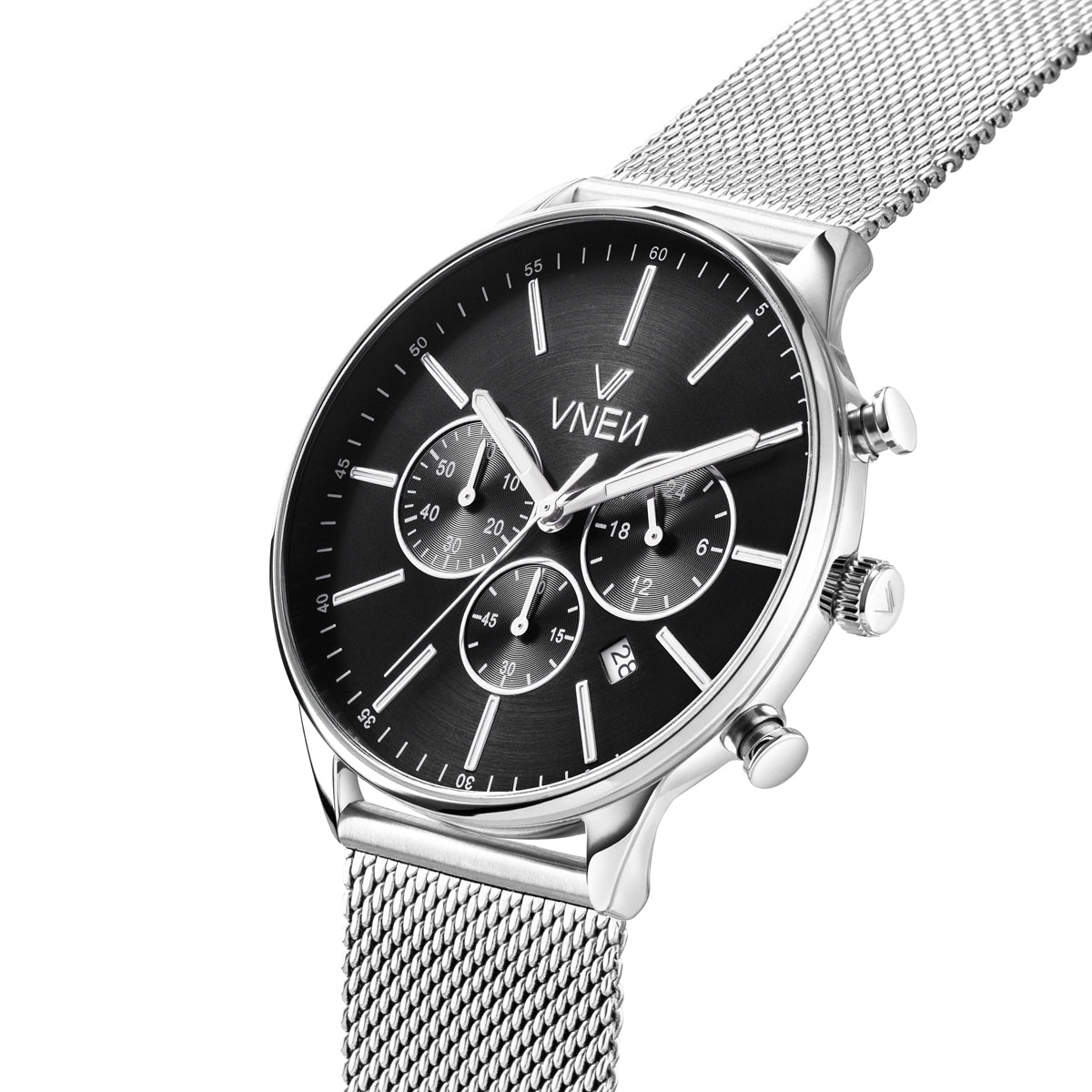 Munir Chrono Silber Schwarz Mesh Silber