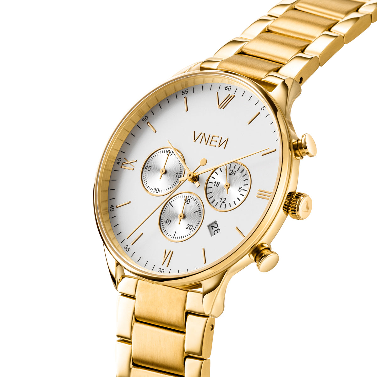 Munis Chrono Gold Weiss Metall Gold Schraeg