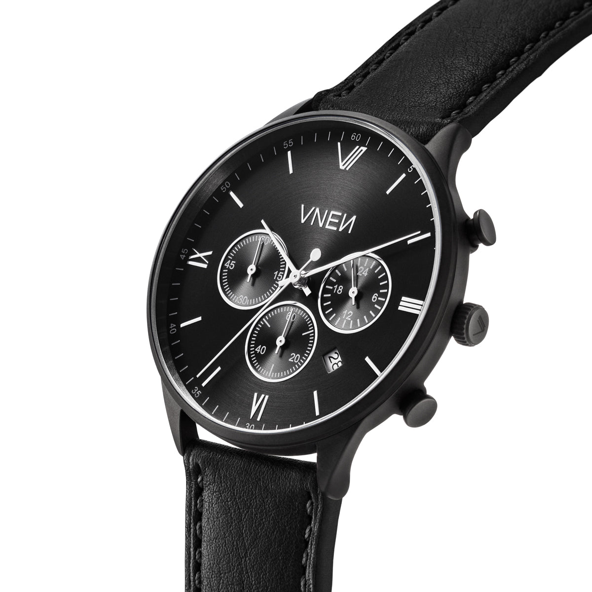 Munis Chrono Schwarz Schwarz Leder Schwarz 2 Schraeg