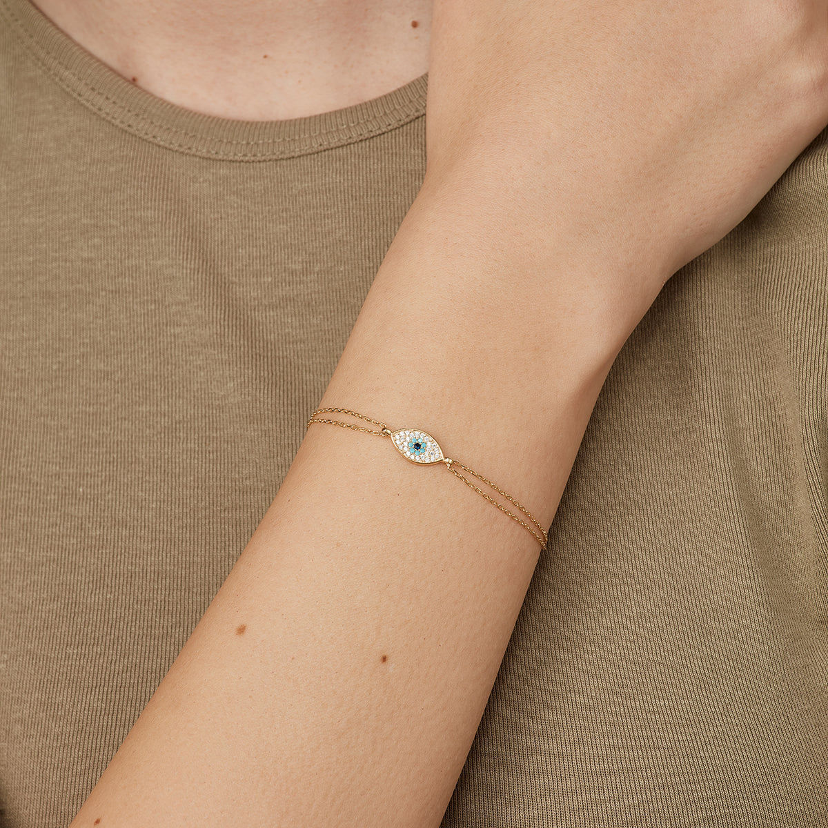 Nazar Doppel Gliederarmband Auge Evil Eye mit Zirkonia Steinen Bild 2