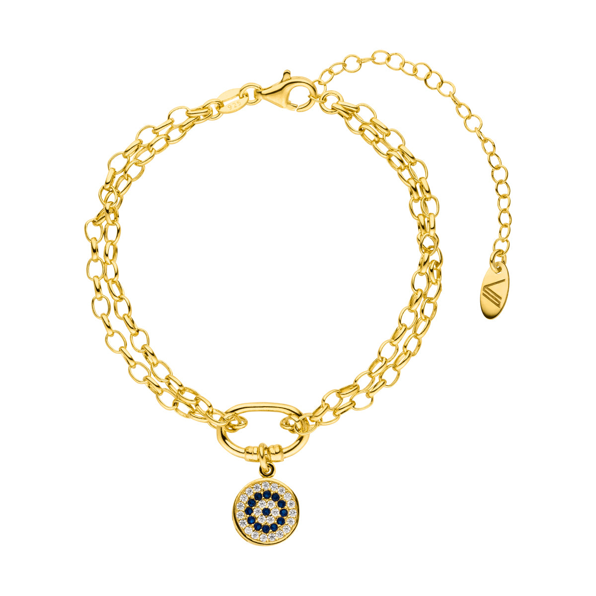 Nazar Doppelarmband mit Element und Anhänger Gold 925 Sterling Silber