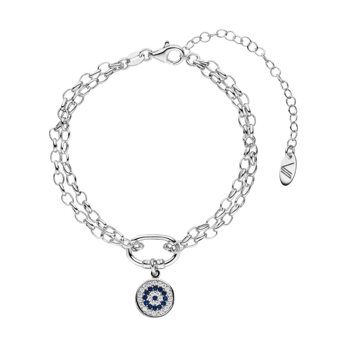 Nazar Doppelarmband mit Element und Anhänger Silber 925 Sterling Silber