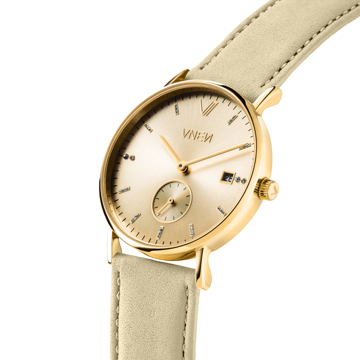 Nevra Gold Gold Leder Sand Schraeg