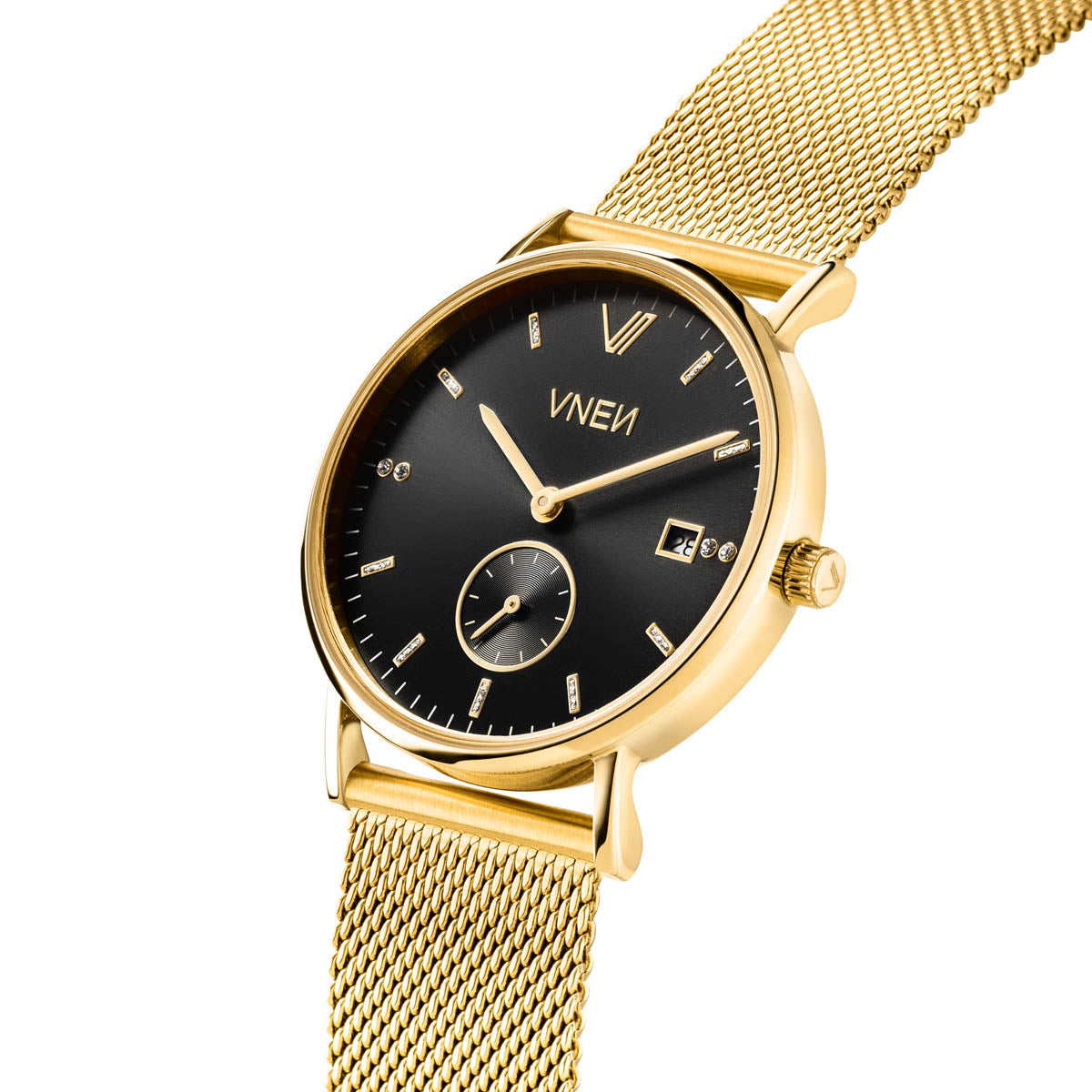 Nevra Gold Schwarz Mesh Gold Schraeg