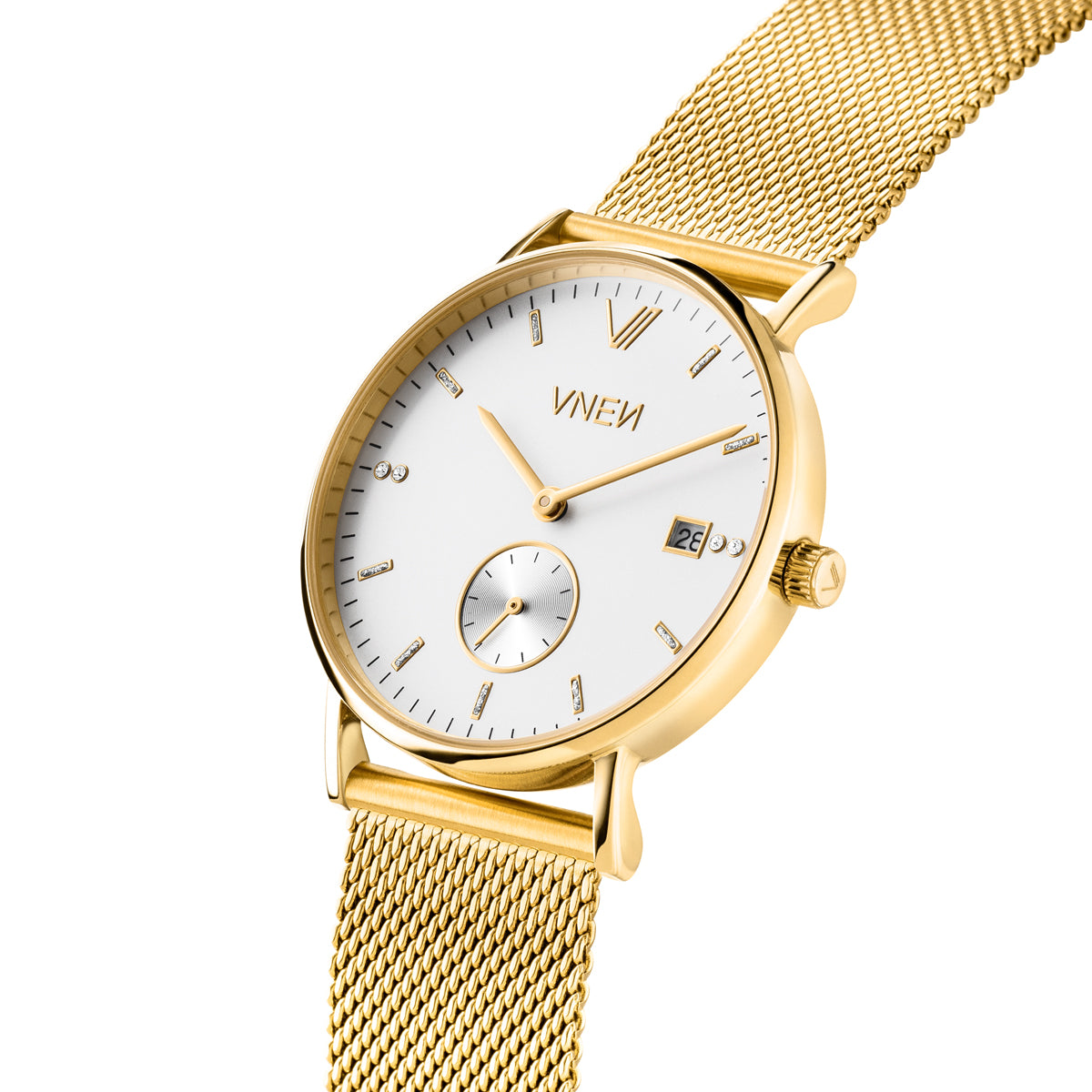 Nevra Gold Weiss Mesh Gold Schraeg