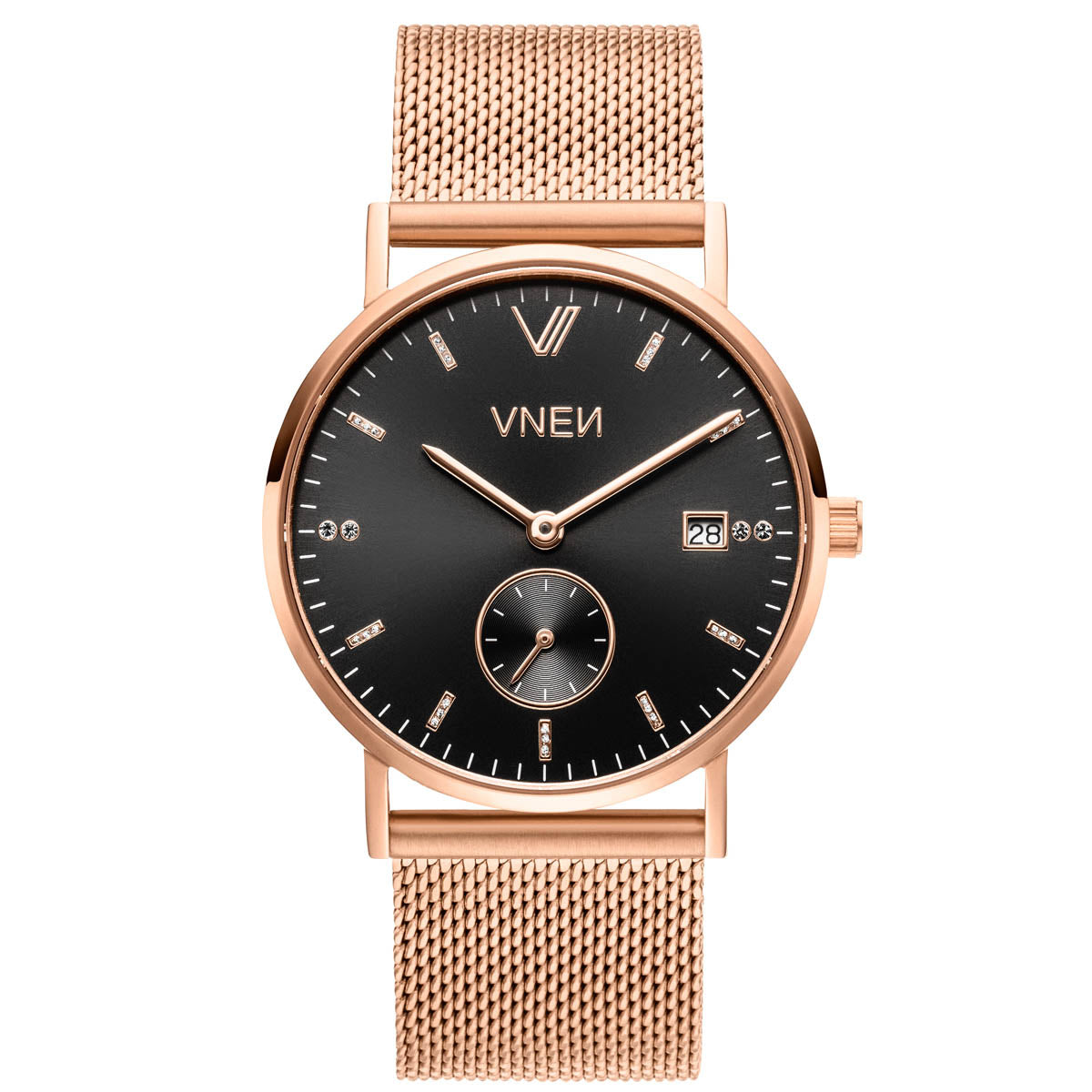 Nevra Roségold Schwarz Mesh Roségold Front