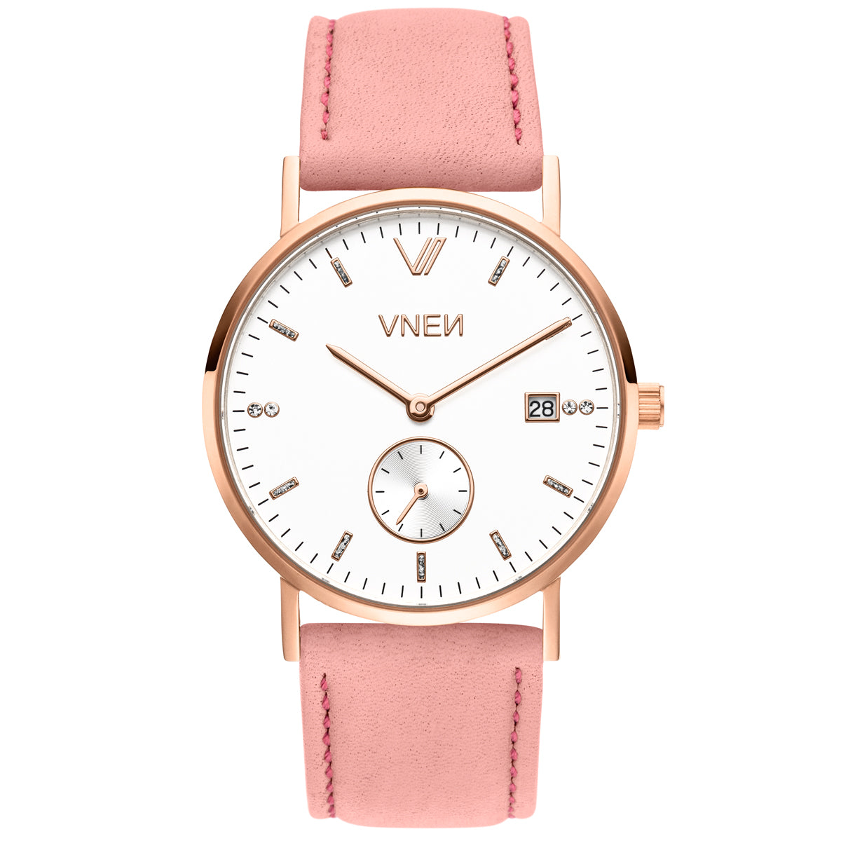 Nevra Roségold Weiß Leder Pink Front