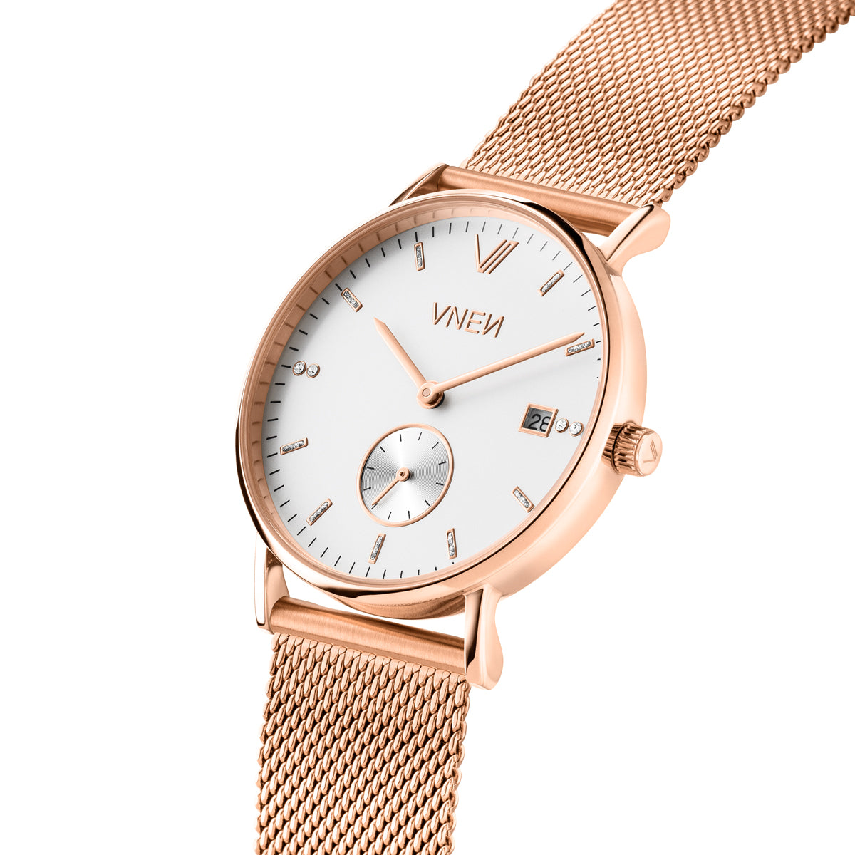 Nevra Rosegold Weiss Mesh Gold Schraeg