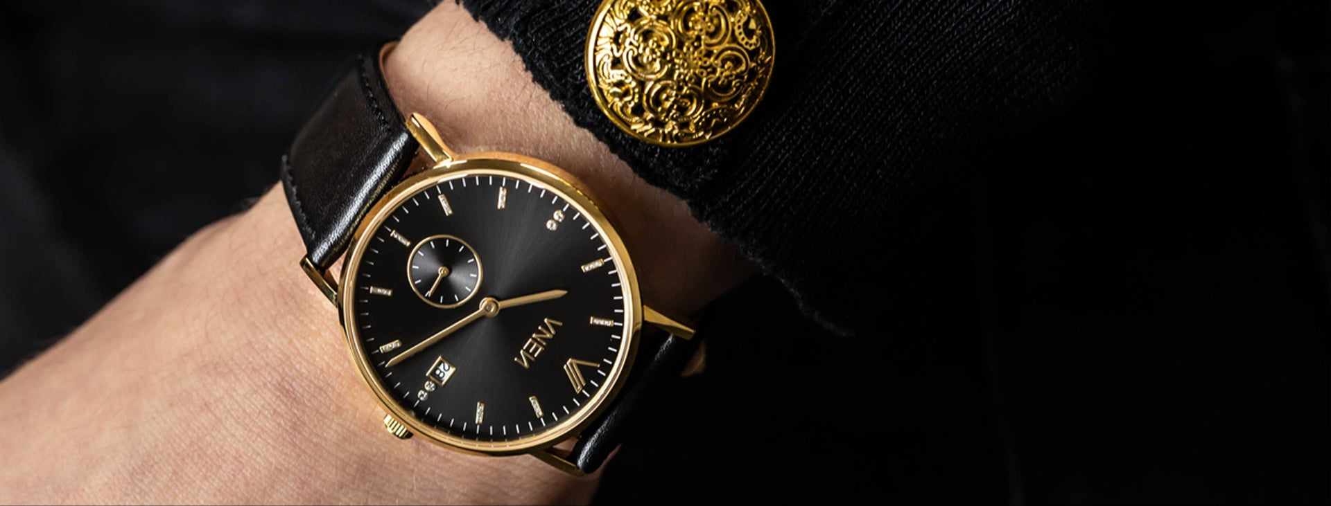 Nevra Gold Schwarz Damen Uhr Bild 1920 1080