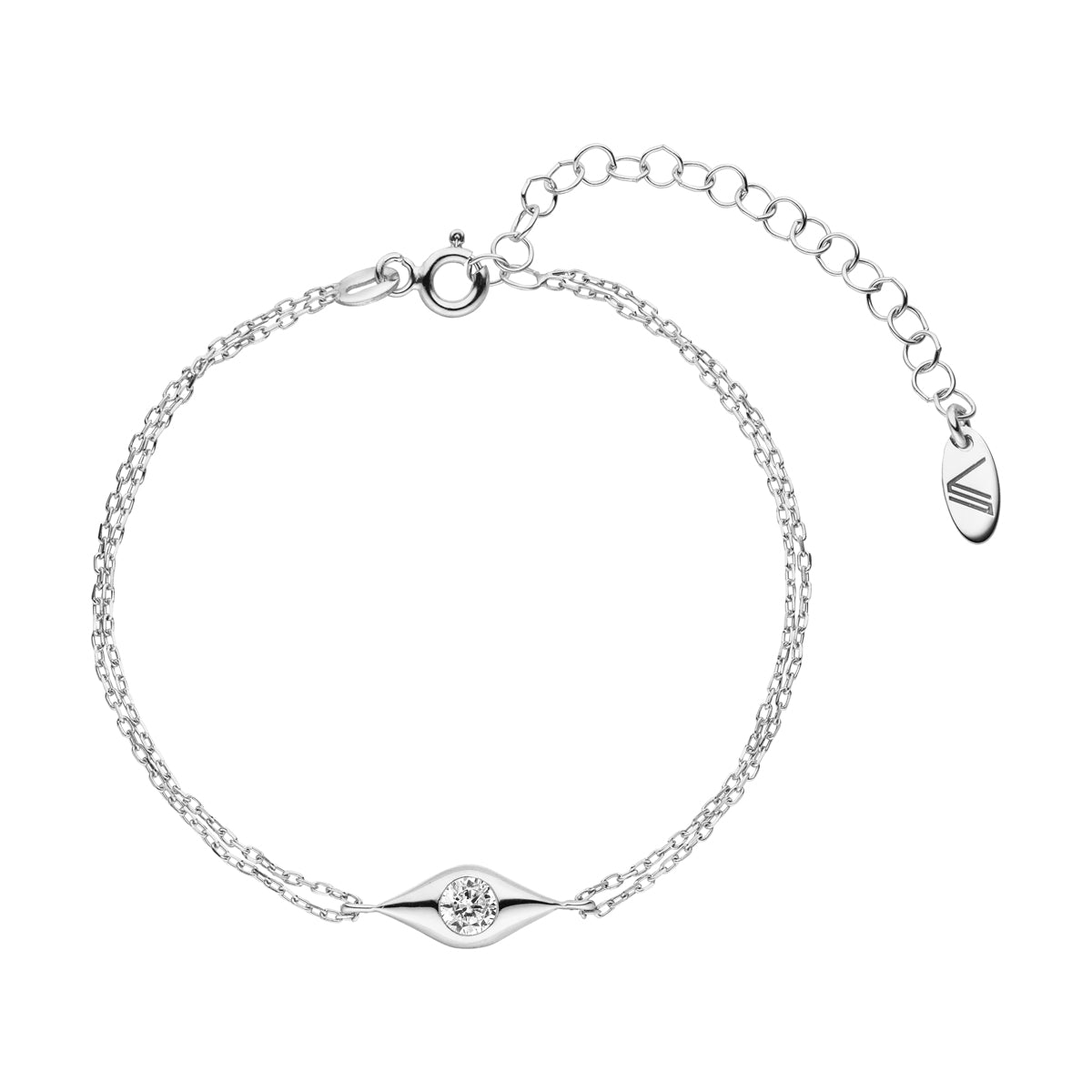 Safia Doppel-Gliederarmband mit Augenelement und Zirkonia-Stein Silber 925 Sterling Silber