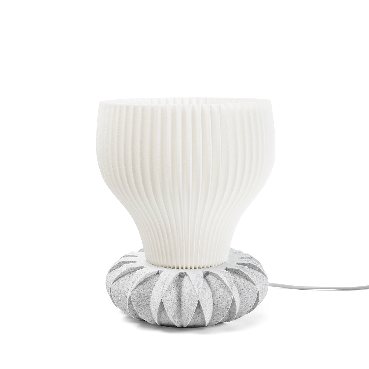 Tischlampe Bloom Stria mit Base Flora Weiss Tag