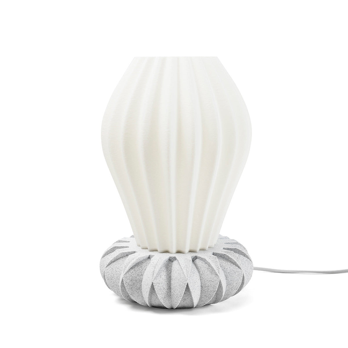 Tischlampe Vela Linea mit Base Flora Weiss Tag