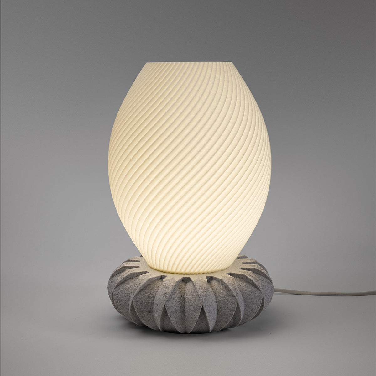 Tischlampe Vortex Spira mit Base Flora Weiss Nacht