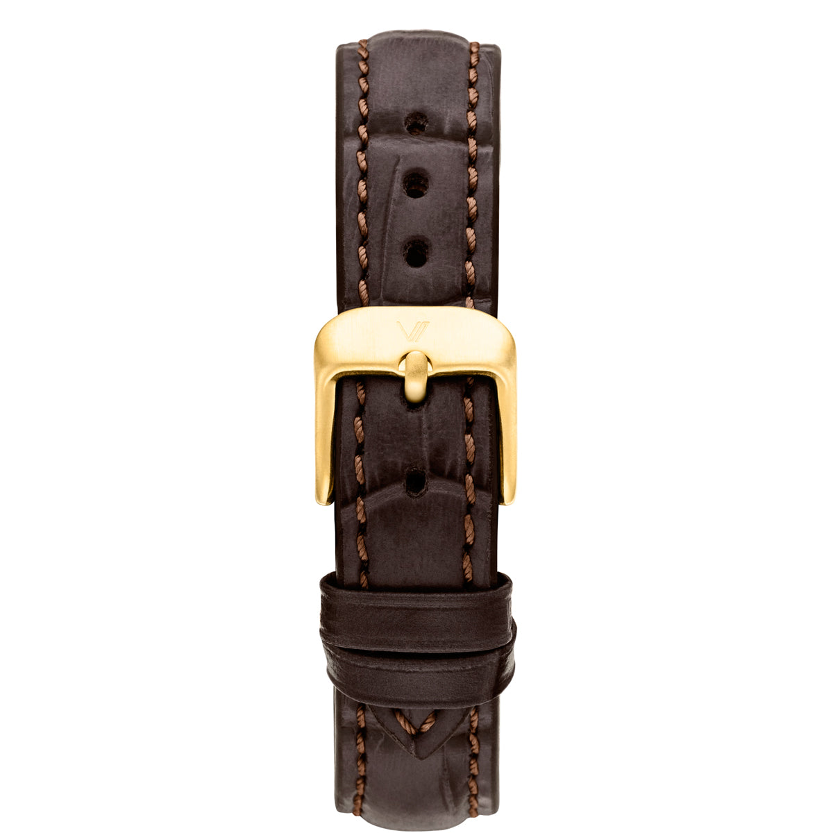 Uhrenarmband Leder Braun Allign. 16mm Gold