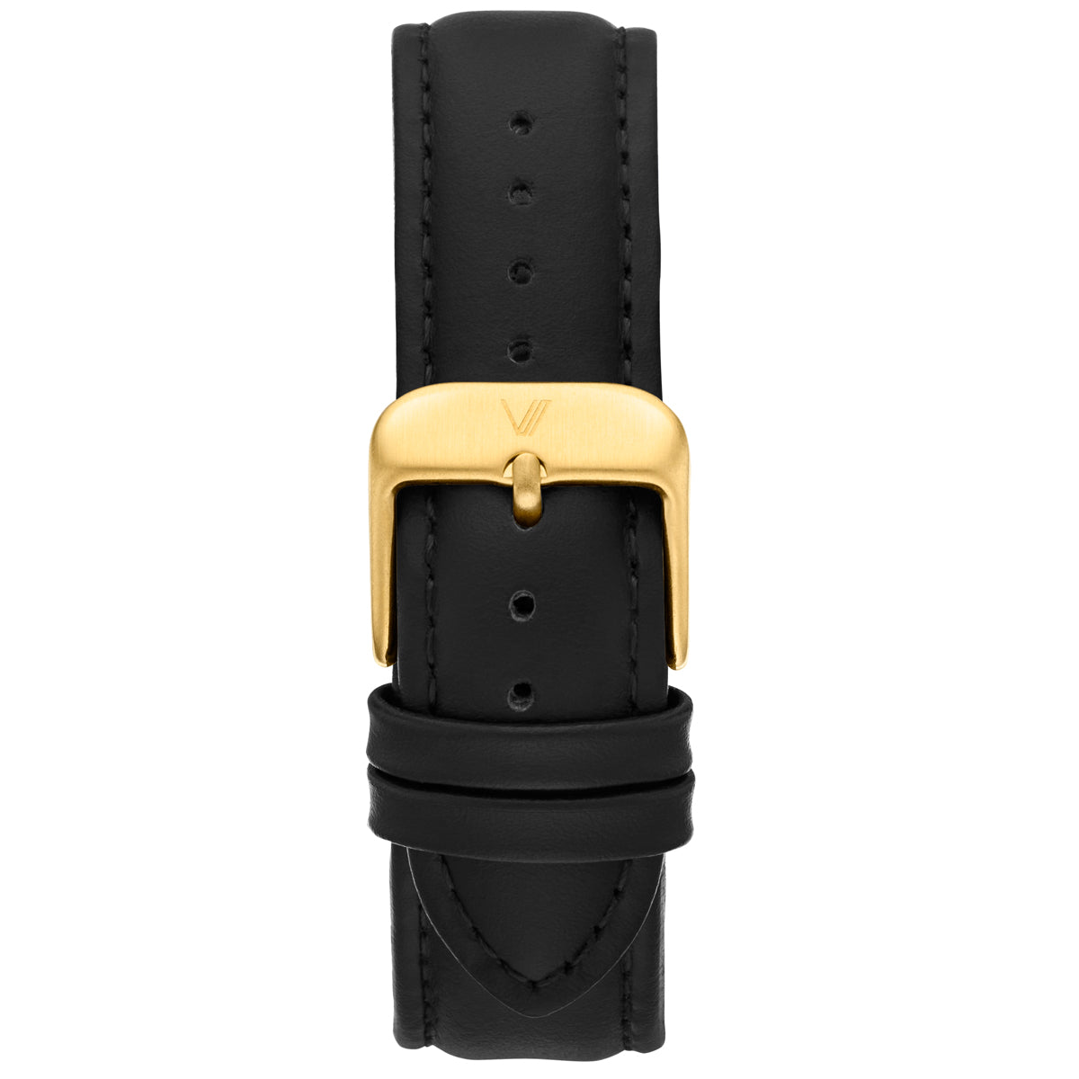 Uhrenarmband Leder Schwarz 20mm Gold
