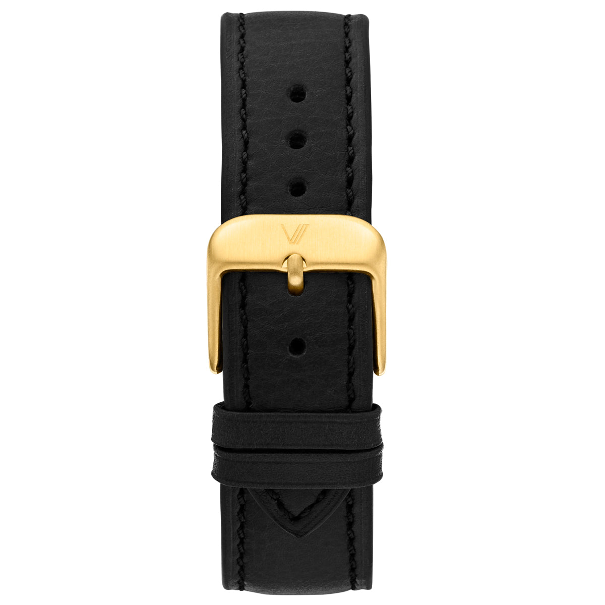 Uhrenarmband Leder Schwarz 20mm Gold