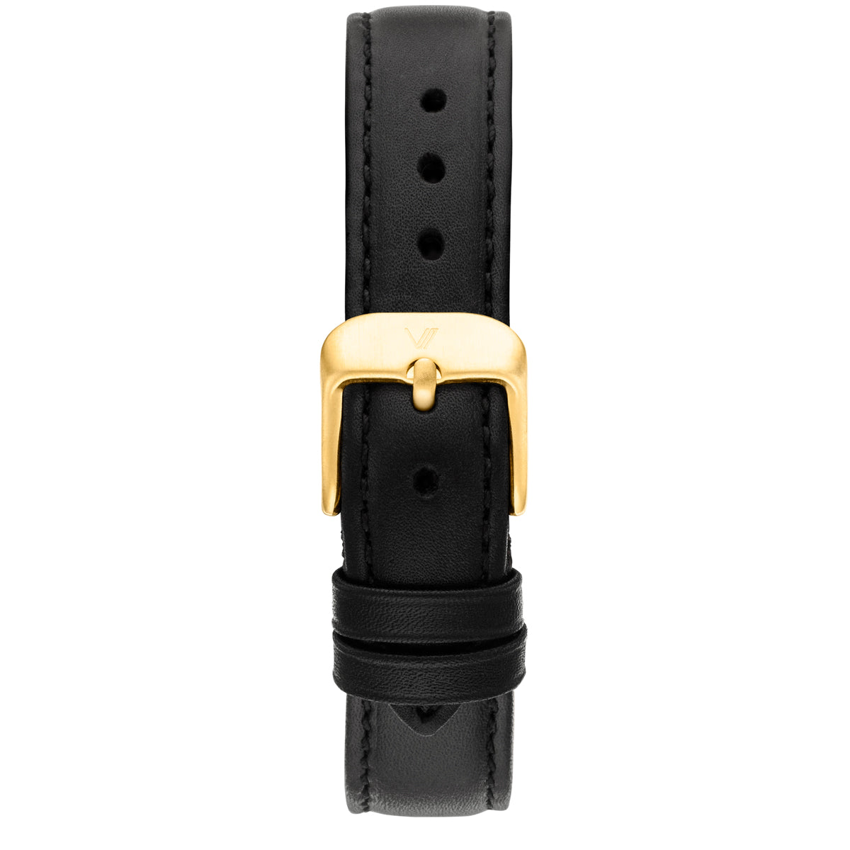 Uhrenarmband Leder Schwarz 16mm Gold