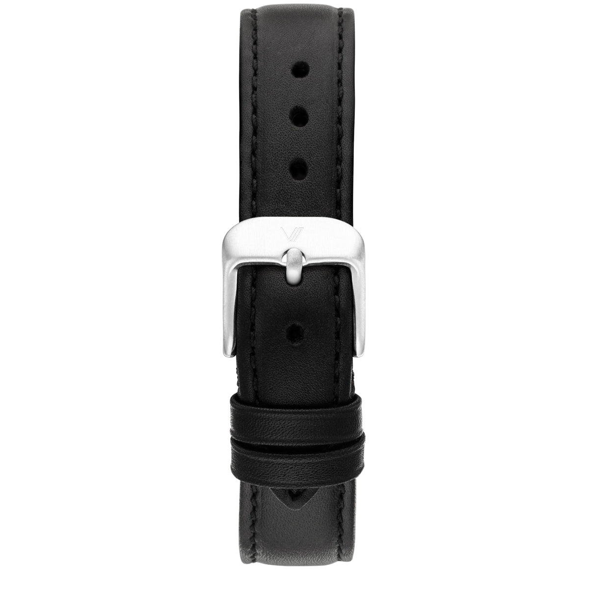 Uhrenarmband Leder Schwarz 16mm Silber