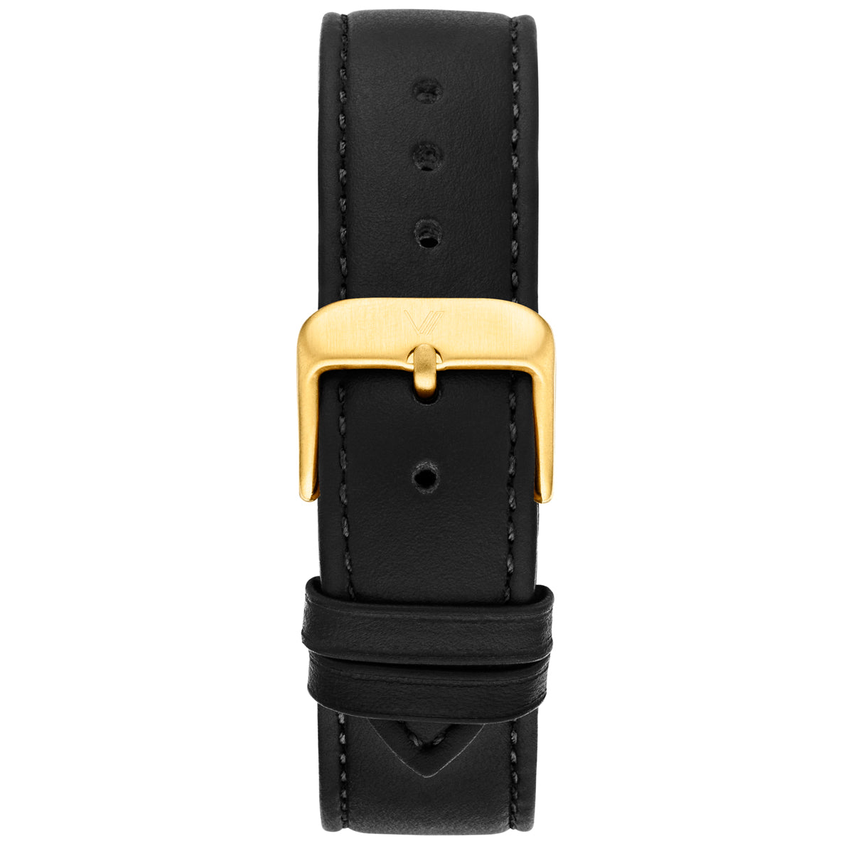 Uhrenarmband Leder Schwarz 20mm Gold