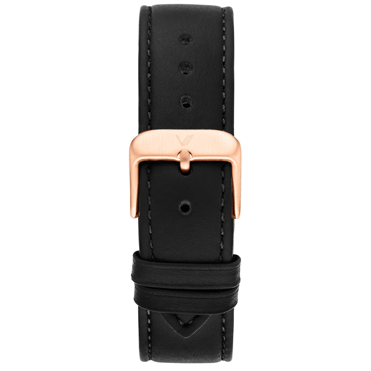 Uhrenarmband Leder Schwarz 20mm Rosegold