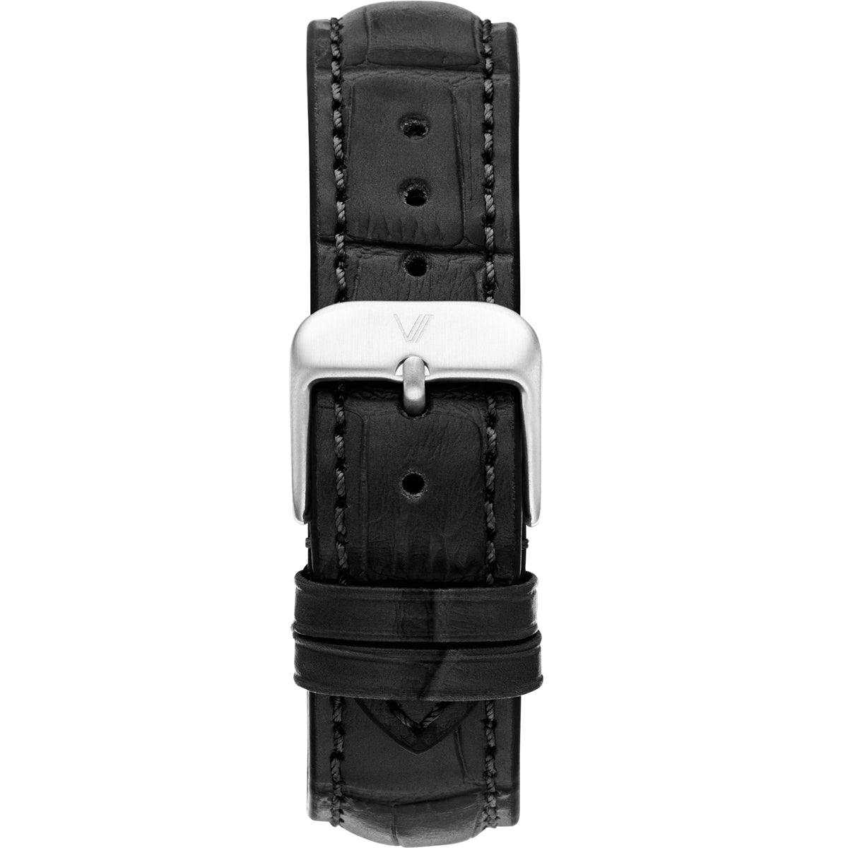 Uhrenarmband Leder Schwarz Allign 20mm Silber