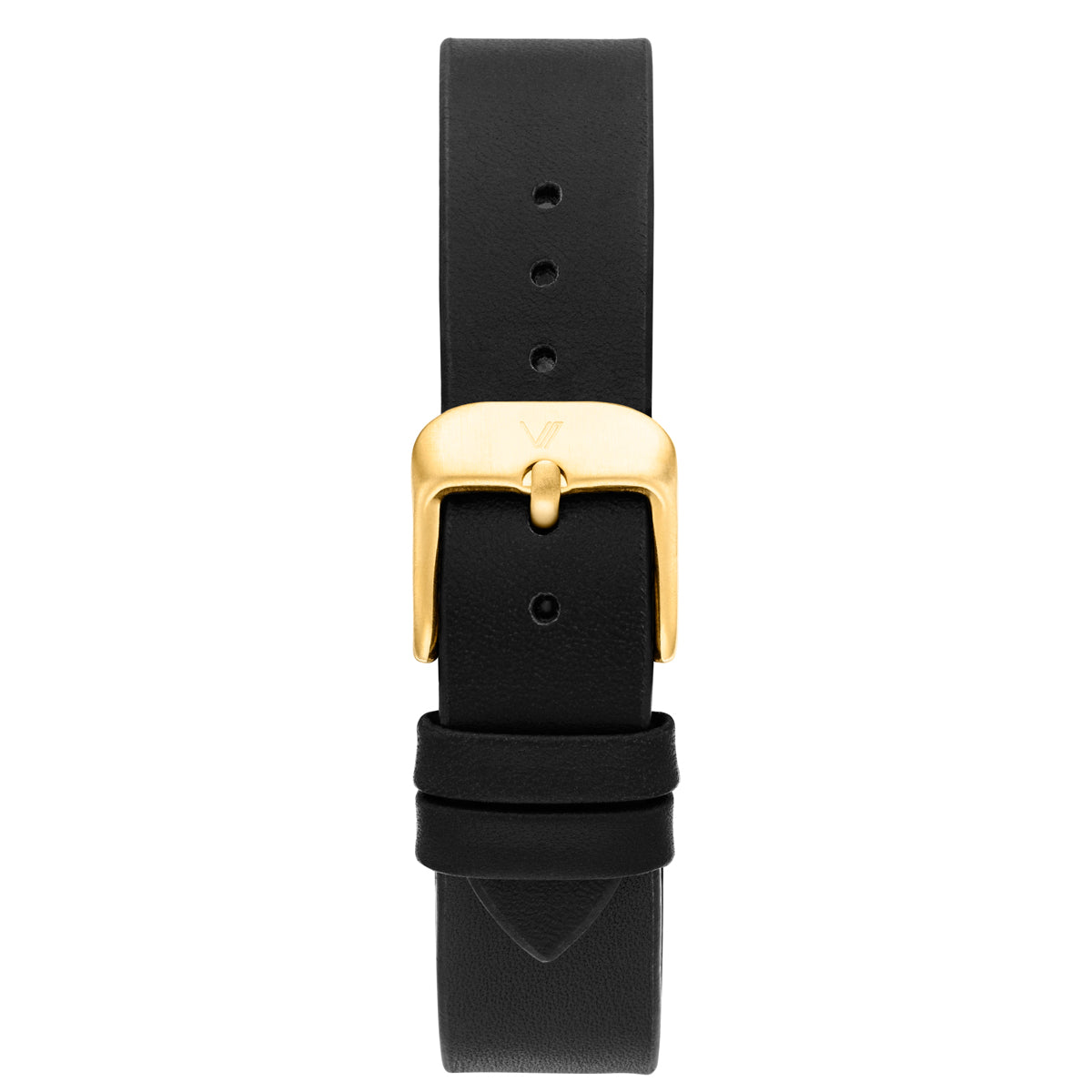 Uhrenarmband Leder Schwarz Glatt 16mm Gold