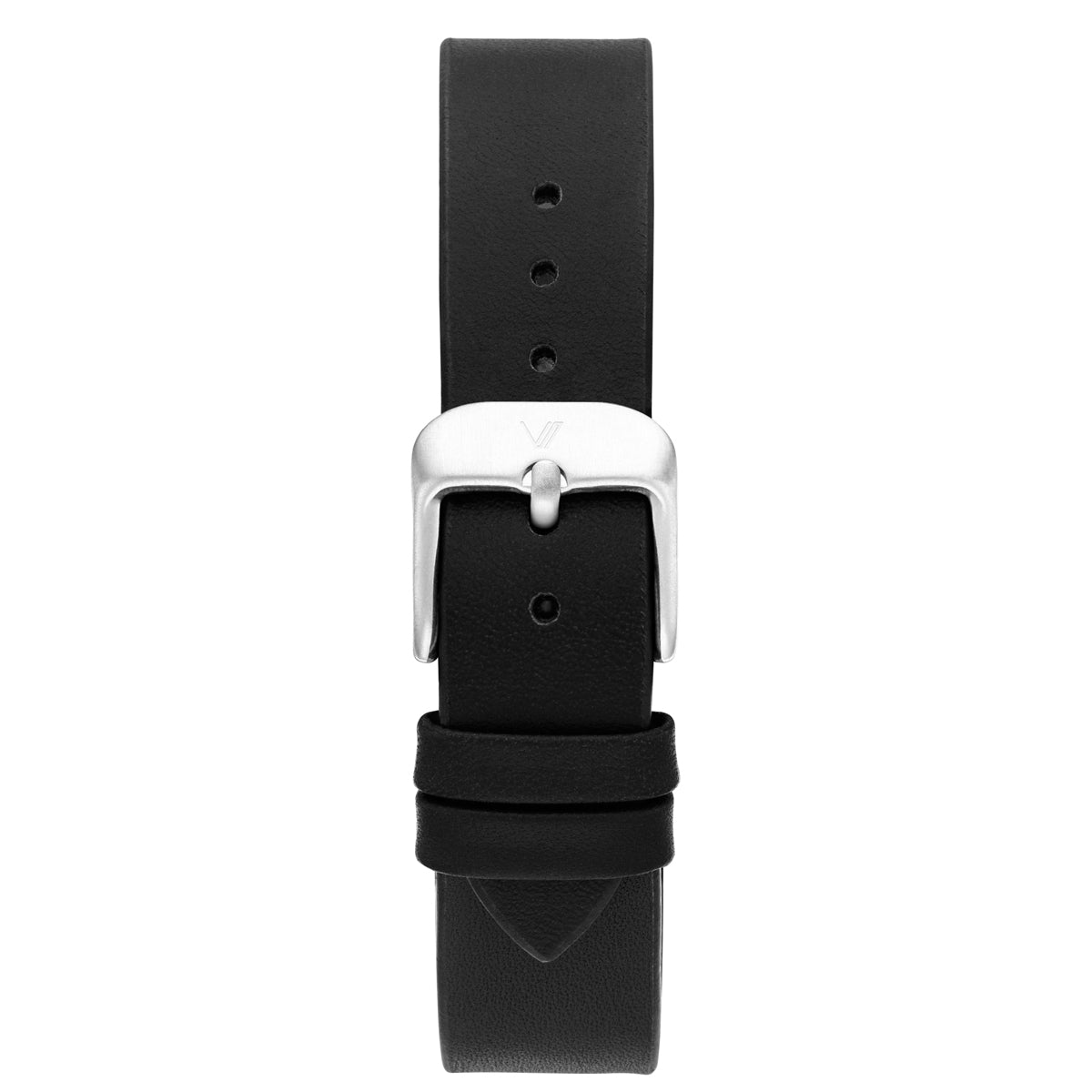 Uhrenarmband Leder Schwarz Glatt 16mm Silber